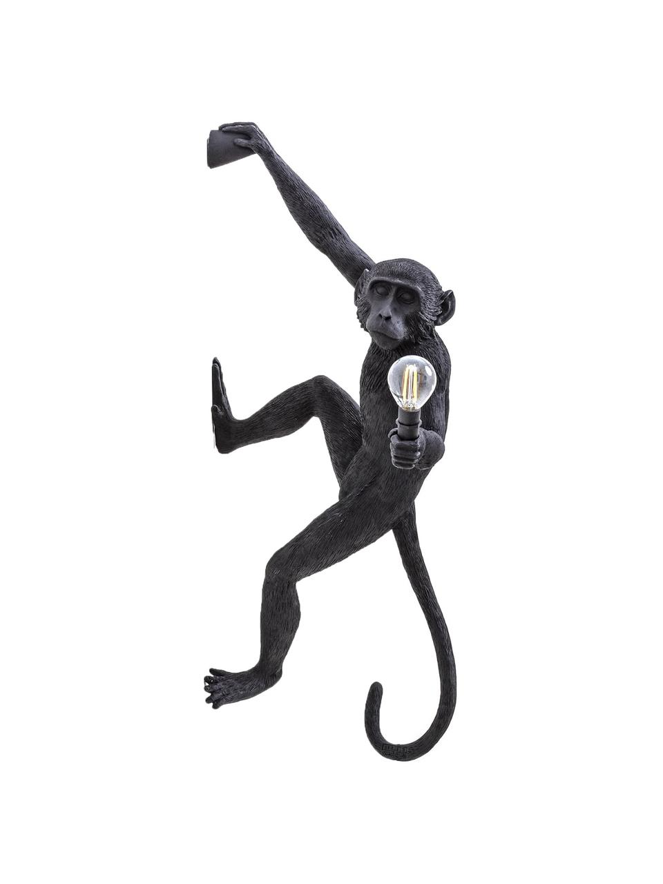 Aplique The Monkey, con enchufe, Poliresina, Negro, An 21 x Al 77 cm