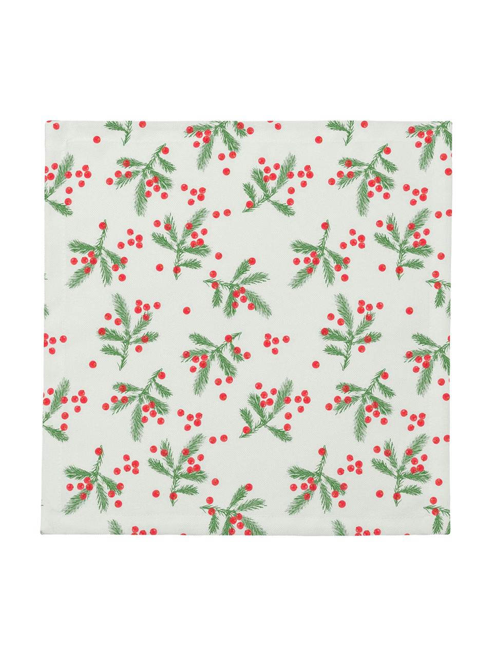 Serwetka z tkaniny Christmas Berries, 4 szt., Bawełna, Czerwony, zielony, S 40 x D 40 cm