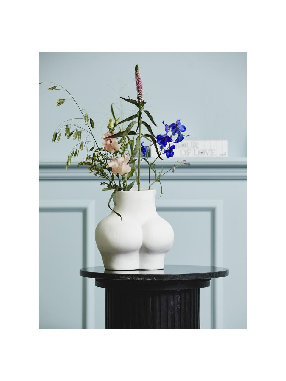 Vase design Avaji, haut. 23 cm, Céramique, Blanc, larg. 22 x haut. 23 cm