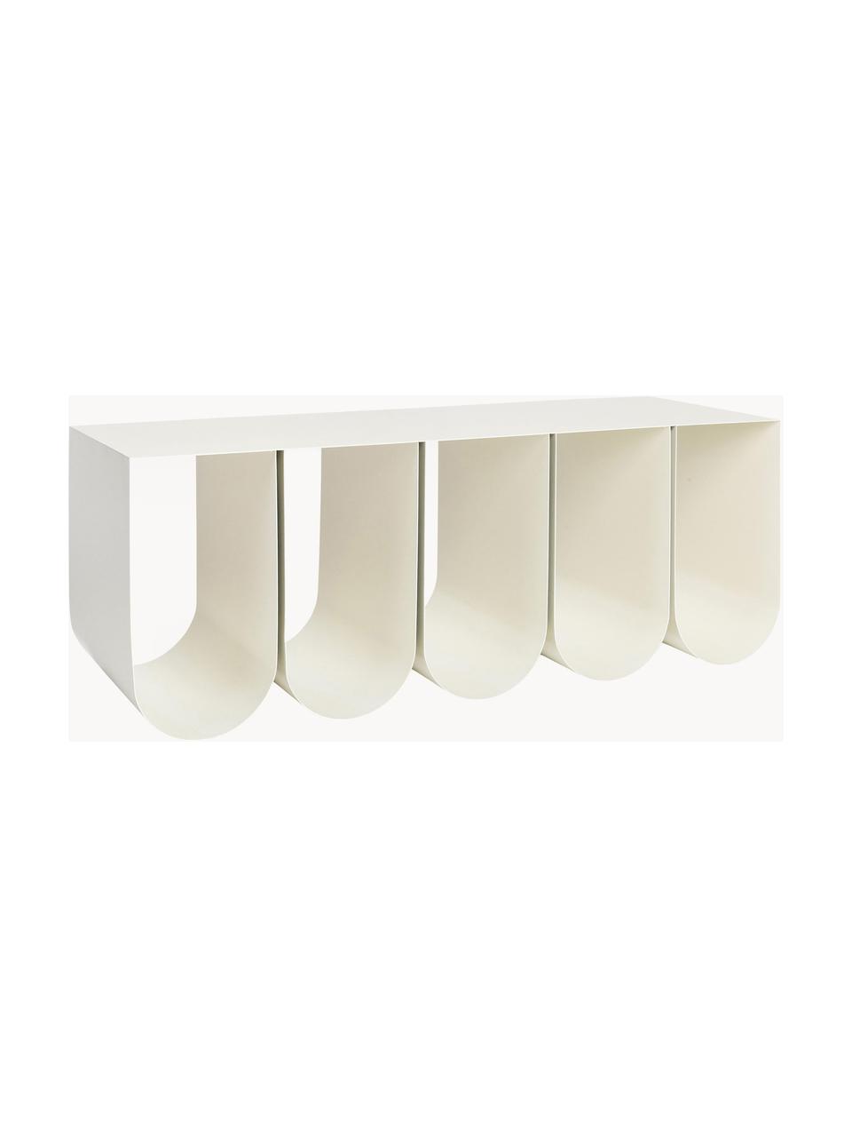 Metalen zitbank Curved, Gepoedercoat staal, Lichtbeige, B 110 x H 42 cm