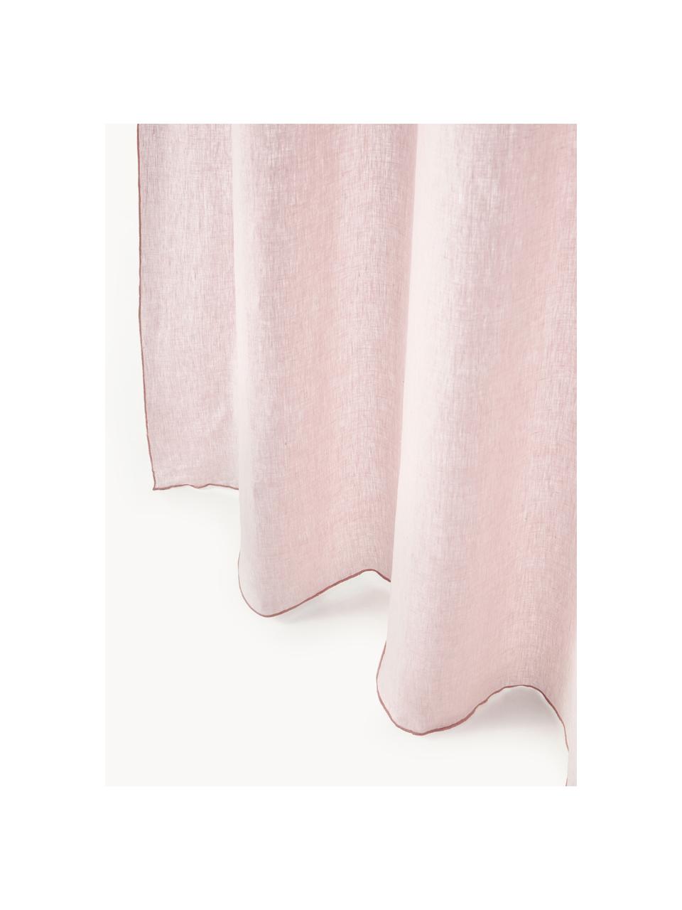 Cortinas semitransparente de lino con dobladillo Eleonara, 2 uds., 100% lino, Rosa claro, An 145 x L 260 cm