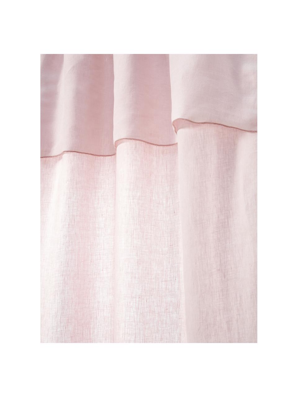 Rideaux semi-transparents en lin avec coulisses supérieures Eleonara, 2 pièces, 100 % pur lin, Rose pâle, vieux rose, larg. 145 x long. 260 cm