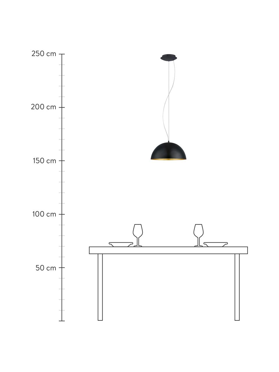Suspension en métal noir/doré Brad, Noir, couleur dorée, Ø 38 x haut. 18 cm
