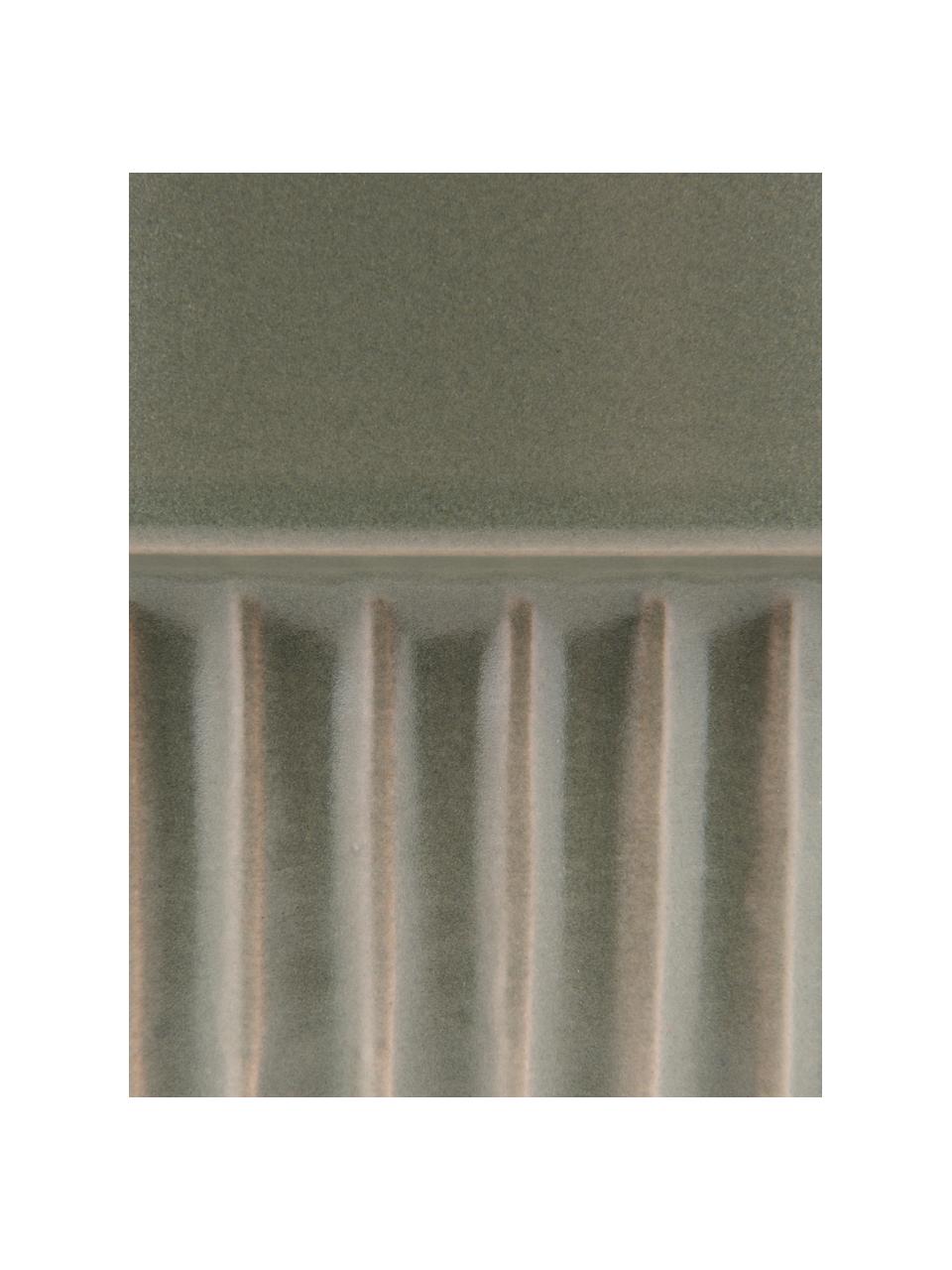 Osłonka na doniczkę z ceramiki Ribbed, Ceramika, Zielony, Ø 13 x W 14 cm