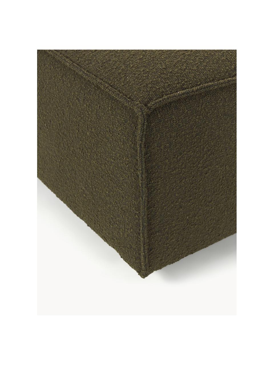 Sofa-Hocker Lennon aus Bouclé, Bezug: Bouclé (100 % Polyester) , Gestell: Massives Kiefernholz, Spe, Füße: Kunststoff Dieses Produkt, Bouclé Olivgrün, B 88 x T 88 cm