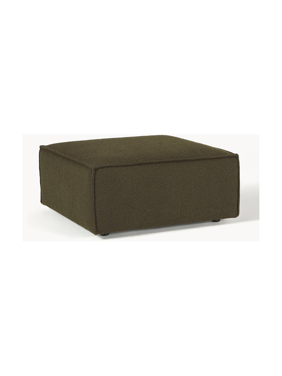 Pouf en tissu bouclé Lennon, Bouclé vert olive, larg. 88 x prof. 88 cm