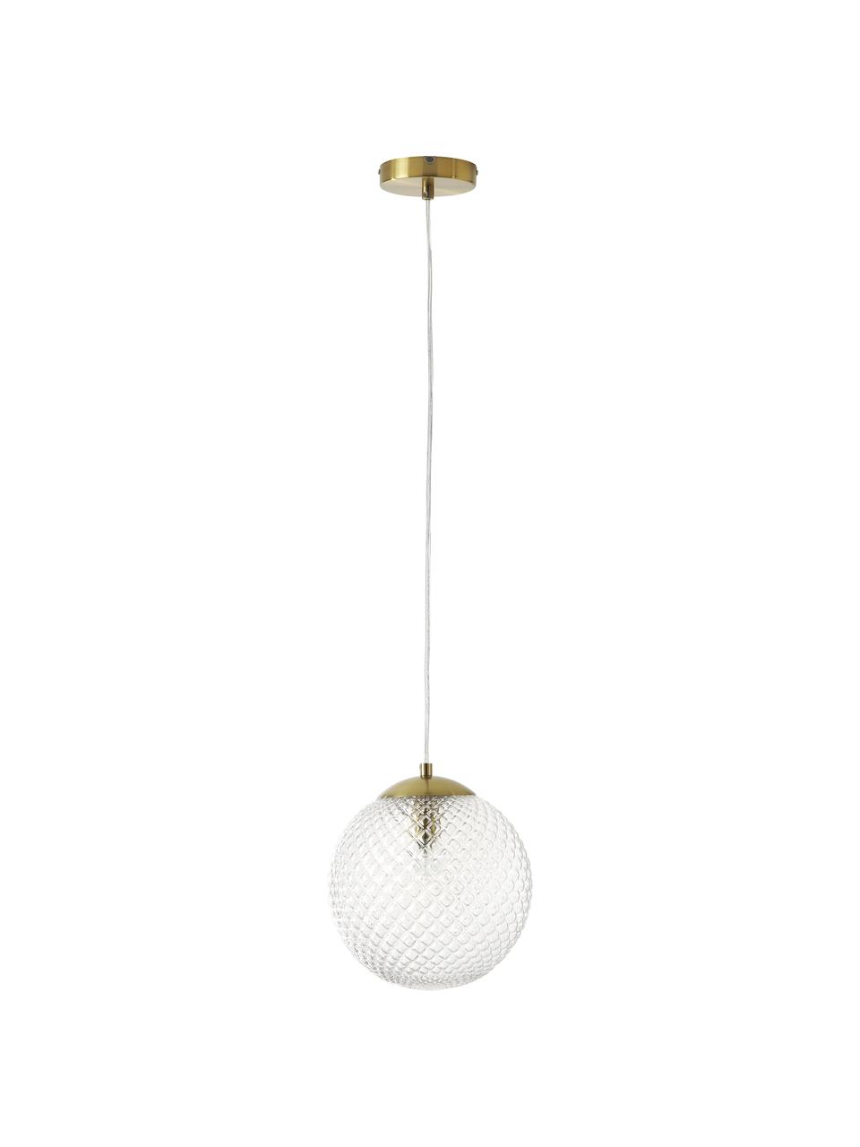 Malé skleněné závěsné svítidlo Lorna, Transparentní, zlatá, Ø 25 cm