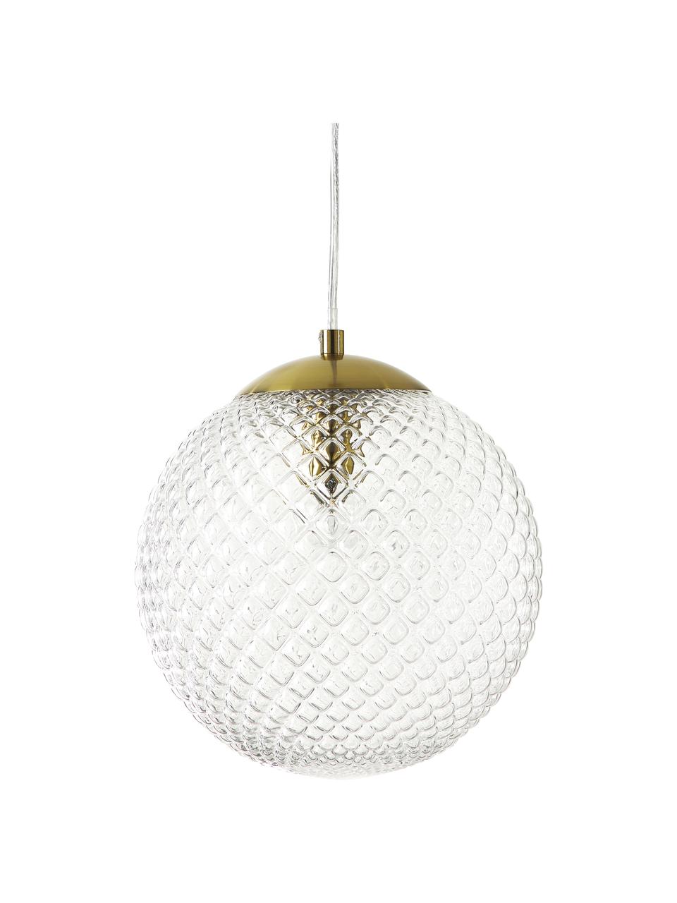 Lampa wisząca ze szkła Lorna, Transparentny, złoty, Ø 25 cm