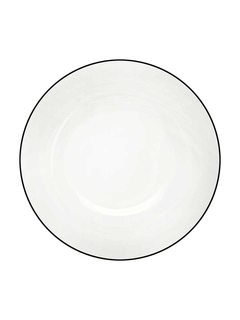 Dessertborden à table ligne noir met zwarte rand, 4 stuks, Beenderporselein (porselein)
Fine Bone China is een zacht porselein, dat zich vooral onderscheidt door zijn briljante, doorschijnende glans., Wit. Rand: zwart, Ø 21 cm