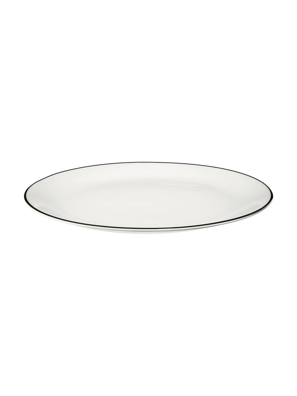 Dezertný tanier s čiernym okrajom á table ligne noir, 4 ks, Biela Okraj: čierna