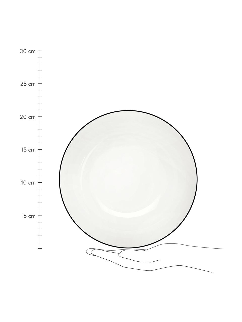Talerz deserowy á table ligne noir, 4 szt., Porcelana chińska
Porcelana chińska Fine Bone China to miękka porcelana wyróżniająca się wyjątkowym, półprzezroczystym połyskiem, Biały Krawędź: czarny, Ø 21 cm