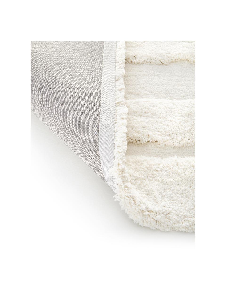Tapis d'entrée moelleux à poils longs texturé Genève, Blanc crème, larg. 80 x long. 200 cm