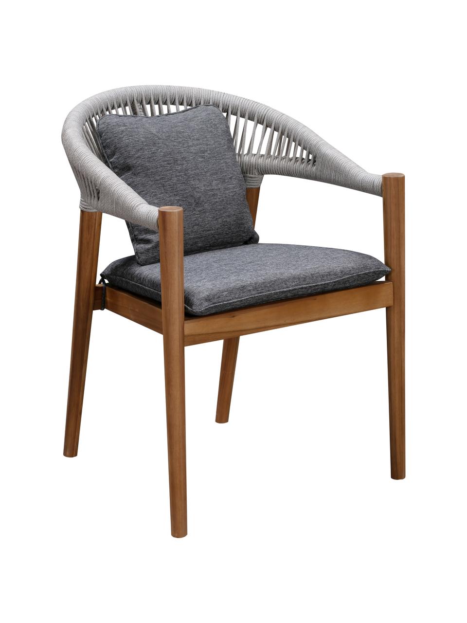 Krzesło ogrodowe z drewna akacjowego Malmö, 2 szt., Stelaż: drewno akacjowe, Czarny, drewno eukaliptusowe, S 60 x G 58 cm