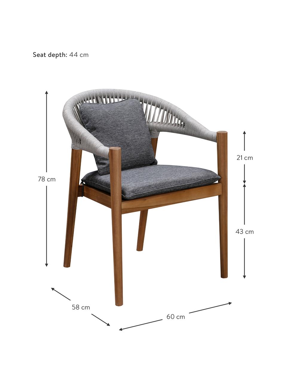 Garten-Stuhl Malmö aus Akazienholz, 2 Stück, Gestell: Akazienholz, Schwarz, Eukalypthusholz, B 60 x T 58 cm
