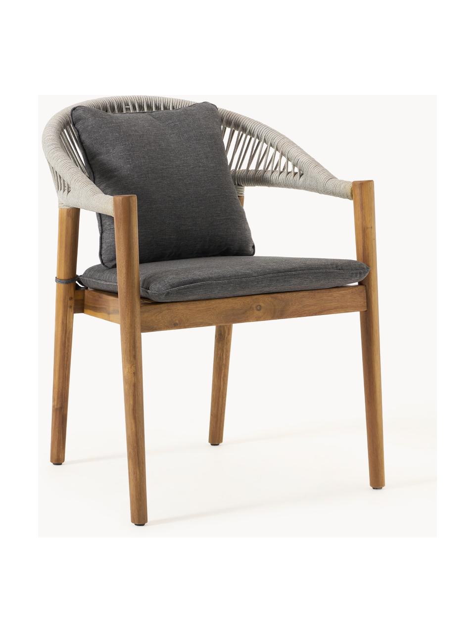 Zahradní židle z akáciového dřeva Marc, 2 ks, Antracitová, světle šedá, akáciové dřevo, Š 60 cm, H 58 cm