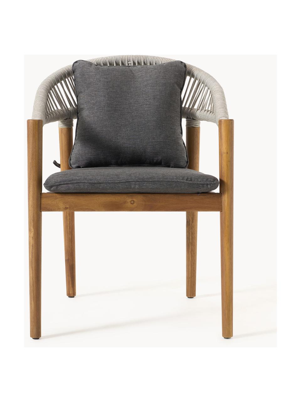 Krzesło ogrodowe z drewna akacjowego Malmö, 2 szt., Stelaż: lite drewno akacjowe olej, Antracytowy, drewno akacjowe lakierowane na ciemnobrązowo, S 60 x G 58 cm