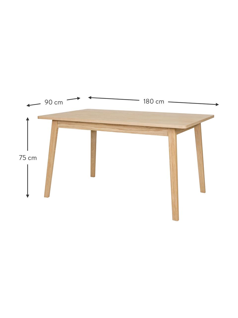 Holz-Esstisch Skagen, 180 x 90 cm, Tischplatte: Eichenholzfurnier, Beine: Eichenholz, Eichenholz, B 180 x T 90 cm