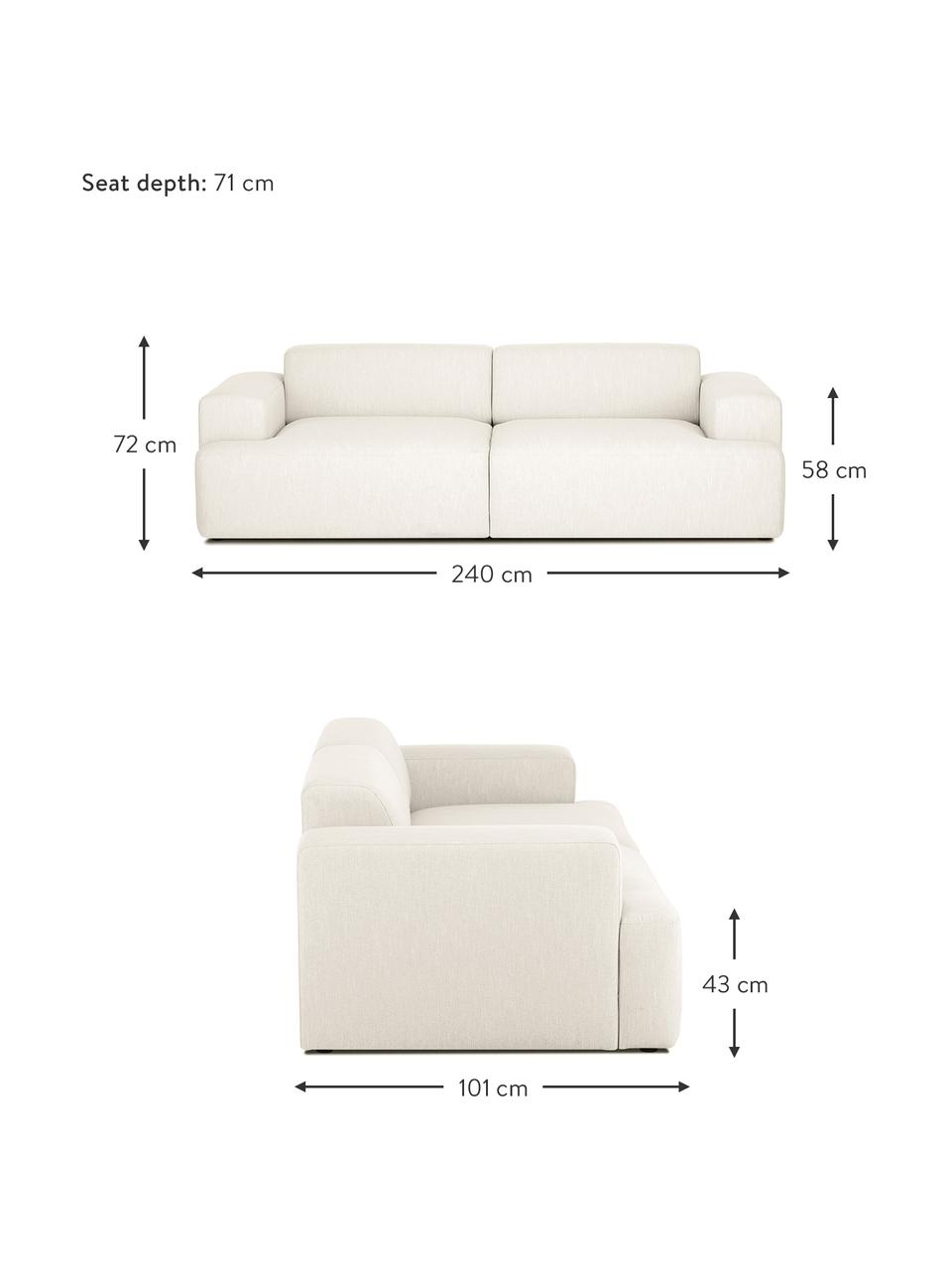 Sofa Melva (3-Sitzer) in Beige, Bezug: Polyester Der hochwertige, Gestell: Massives Kiefernholz, Spa, Webstoff Beige, B 240 x T 101 cm