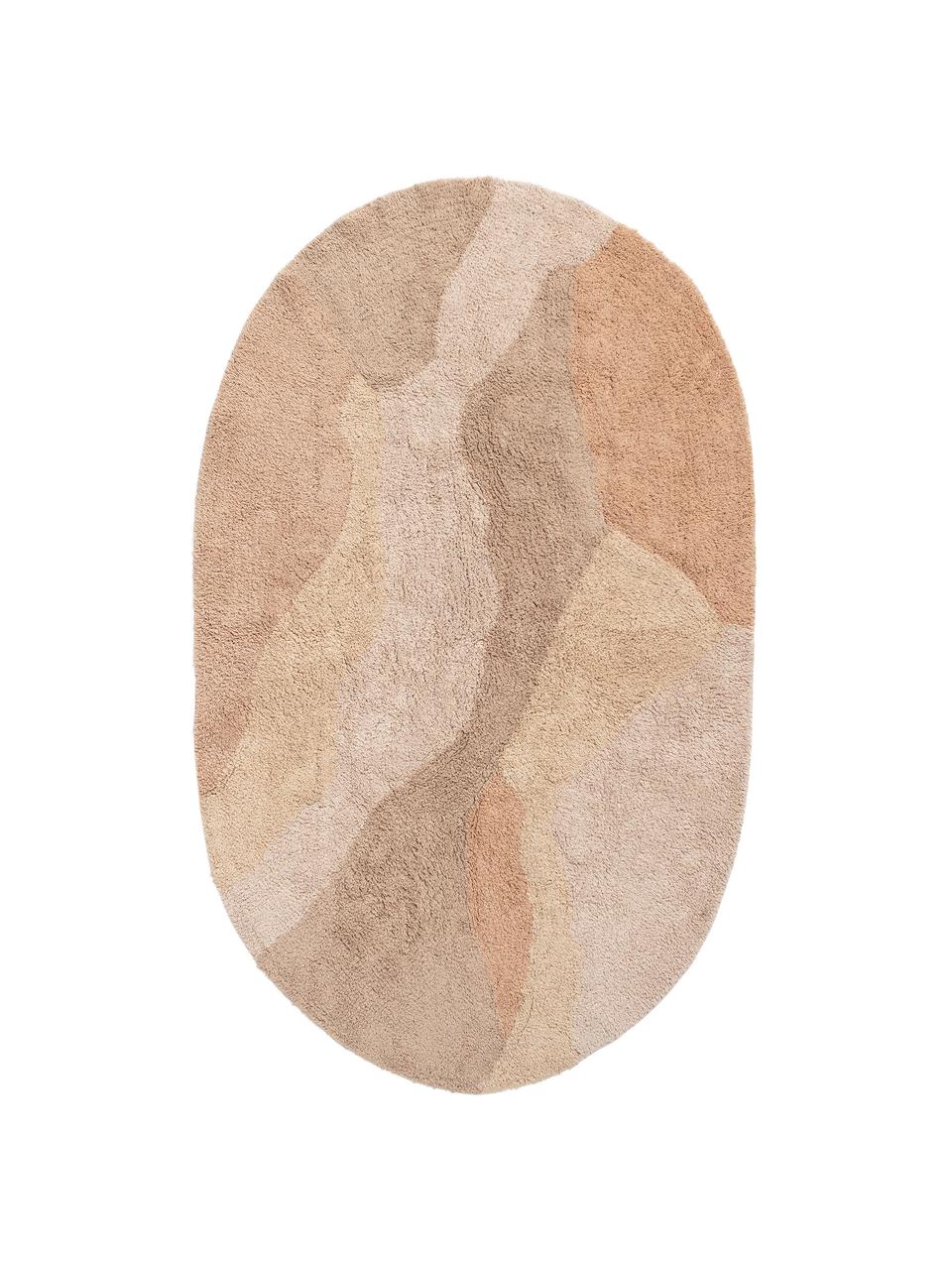 Oválný bavlněný koberec se vzorem Malva, Odstíny béžové