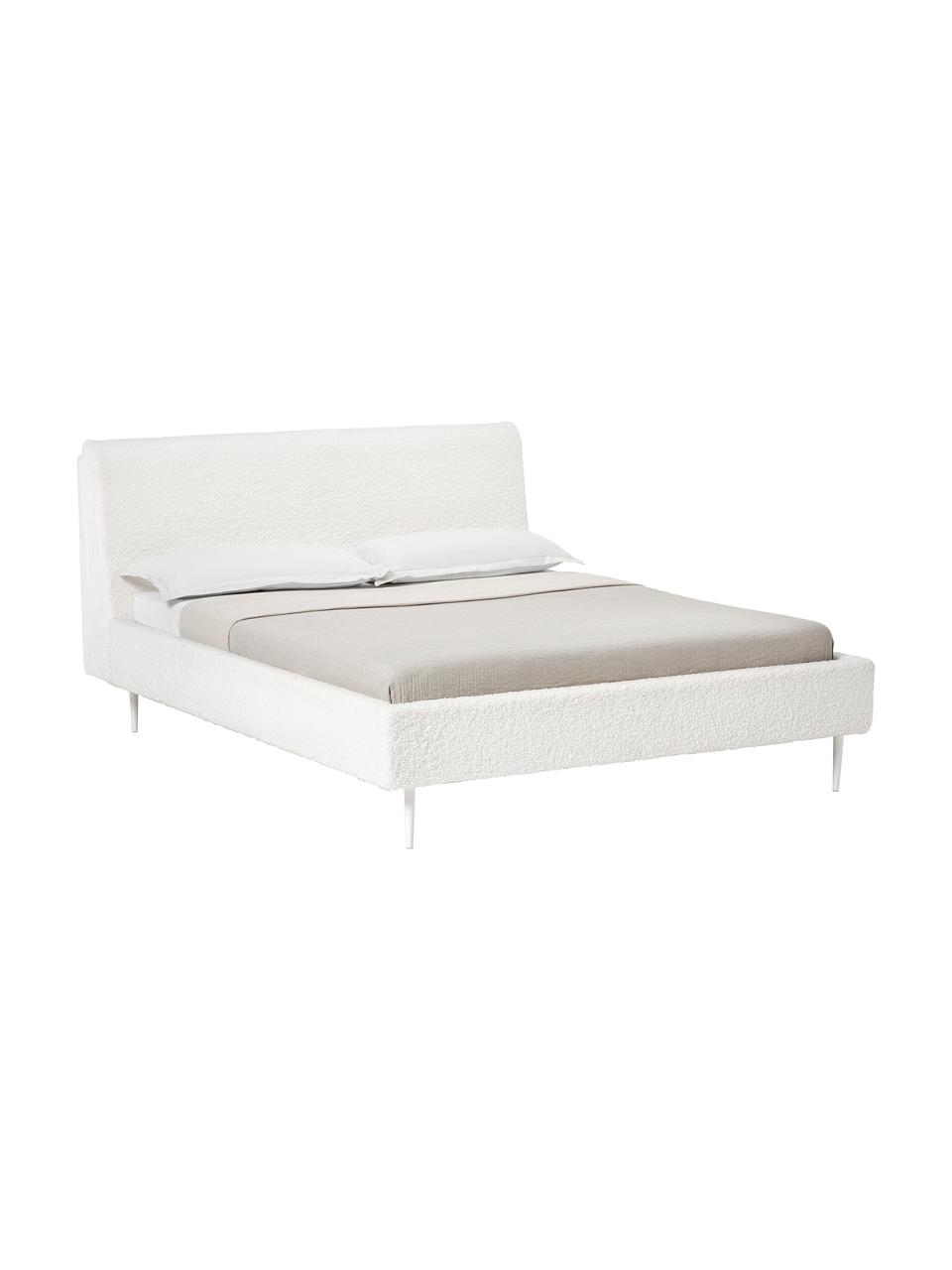 Gestoffeerd teddybed Layla in wit, Bekleding: stof met teddystructuur (, Teddy wit, 180 x 200 cm
