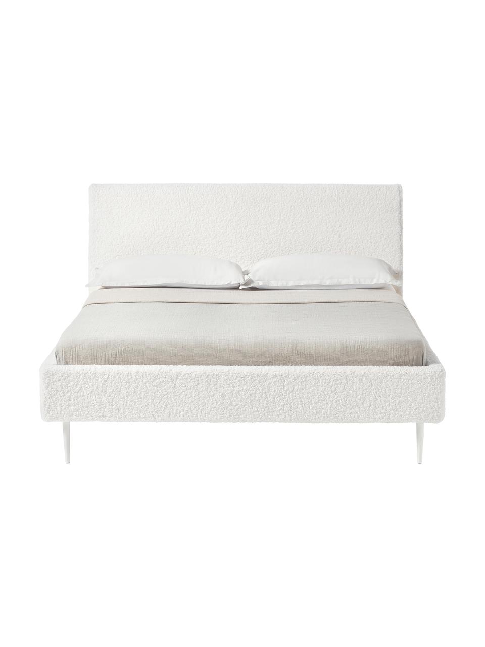 Gestoffeerd teddybed Layla in wit, Bekleding: stof met teddystructuur (, Teddy wit, 180 x 200 cm
