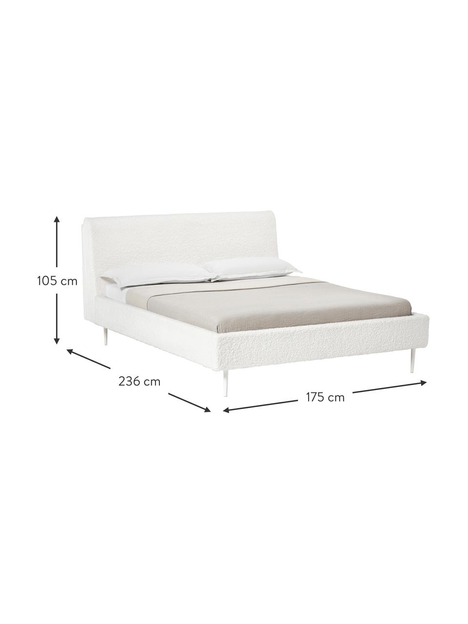 Gestoffeerd teddybed Layla in wit, Bekleding: stof met teddystructuur (, Teddy wit, 180 x 200 cm