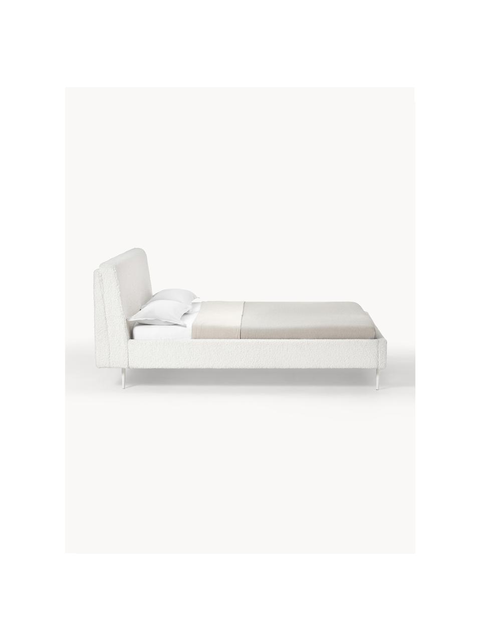 Plyšová čalouněná postel Layla, Bílá, 180 x 200 cm