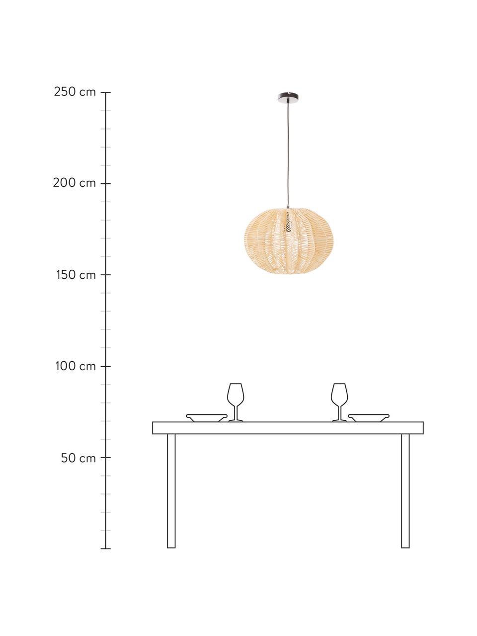 Hanglamp Ufe van rotan, Lampenkap: rotan, Baldakijn: gepoedercoat metaal, Beige, Ø 50 x H 38 cm