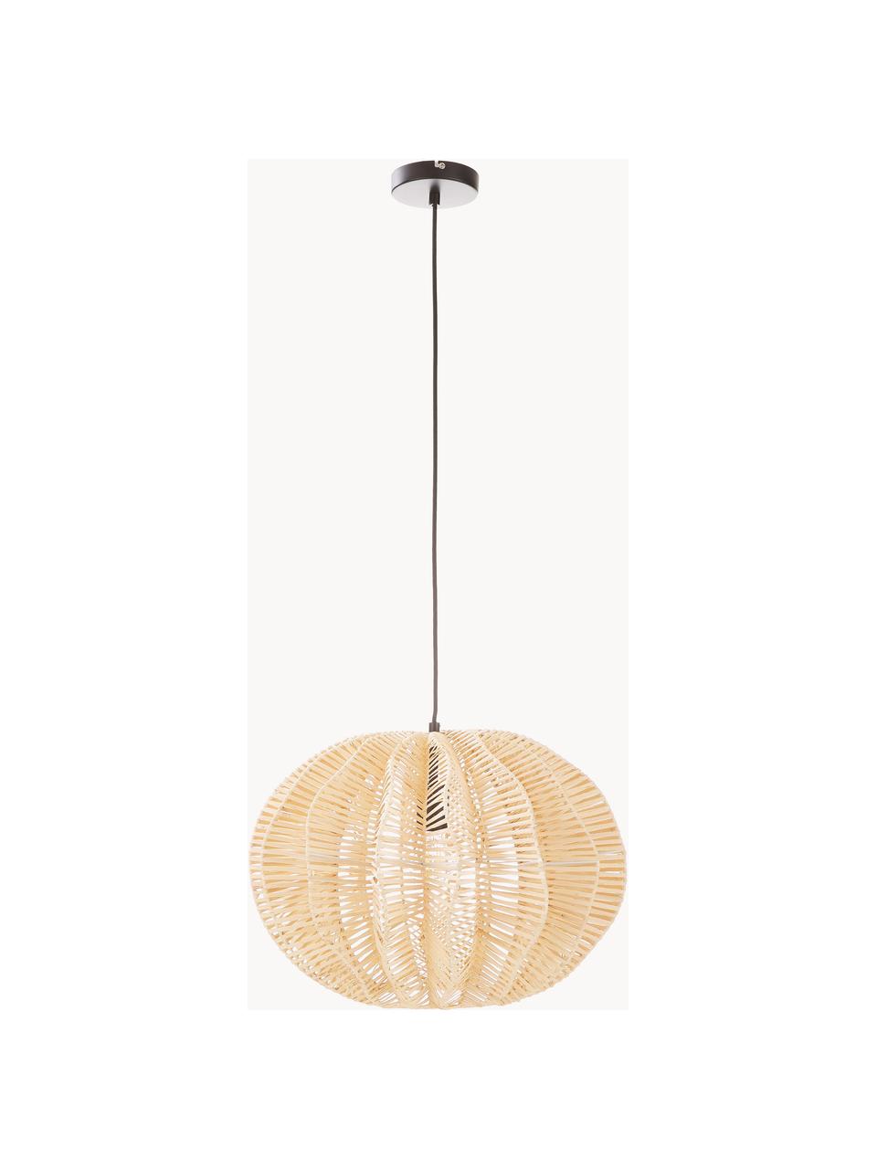 Hanglamp Ufe van rotan, Lampenkap: rotan, Baldakijn: gepoedercoat metaal, Rotan, Ø 50 x H 38 cm