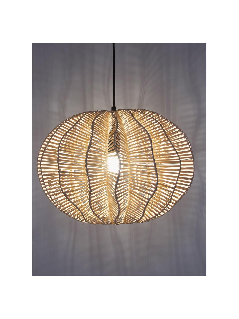 Hanglamp Ufe van rotan, Lampenkap: rotan, Baldakijn: gepoedercoat metaal, Rotan, Ø 50 x H 38 cm