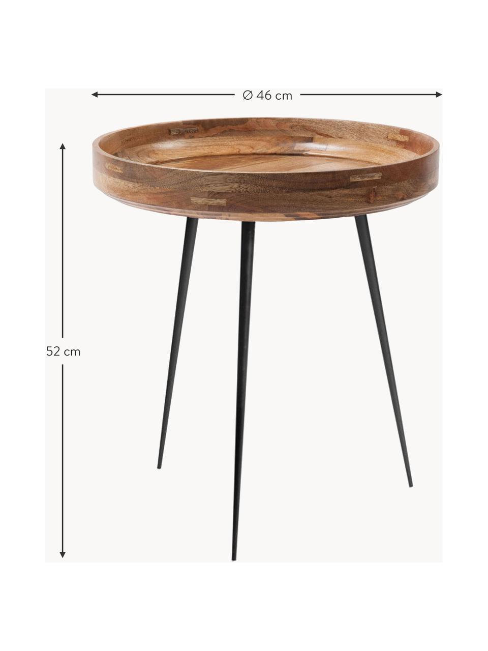 Mesa auxiliar Bol Table, Tablero: madera de mango, lacada t, Patas: acero, pintura en polvo, Madera de mango, negro, Ø 46 x Al 52 cm