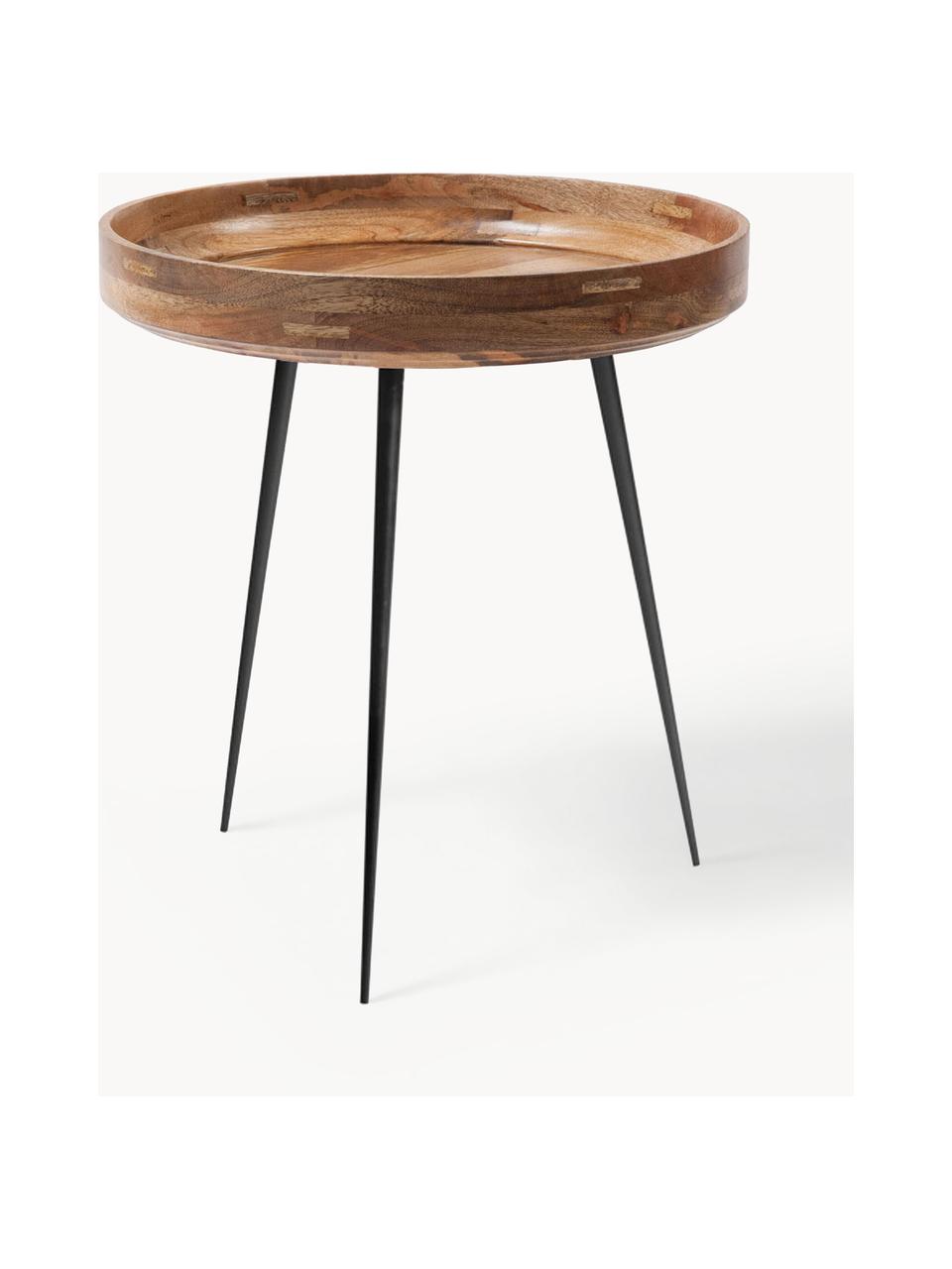 Stolik pomocniczy z drewna mangowego Bowl Table, Blat: drewno mangowe lakierowan, Nogi: stal malowana proszkowo, Drewno mangowe, czarny, Ø 46 x 52 cm