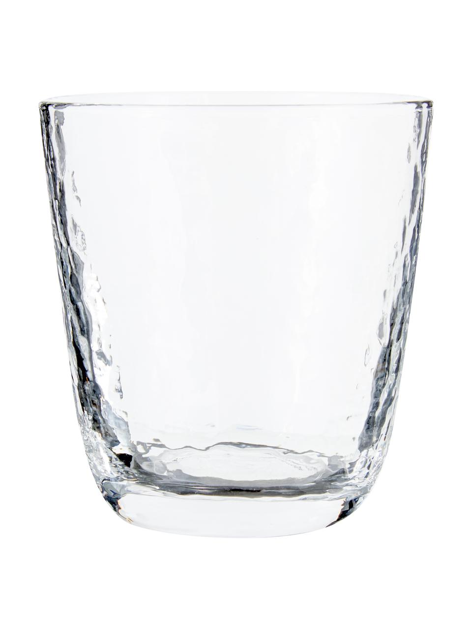 Mondgeblazen waterglazen Hammered, 4 stuks, Mondgeblazen glas, Transparant, Ø 9 x H 10 cm, 250 ml