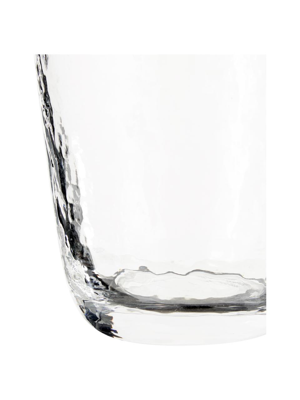 Vasos de vidrio soplado artesanalmente Hammered, 4 uds., Vidrio soplado artesanalmente, Transparente, Ø 9 x Al 10 cm, 250 ml