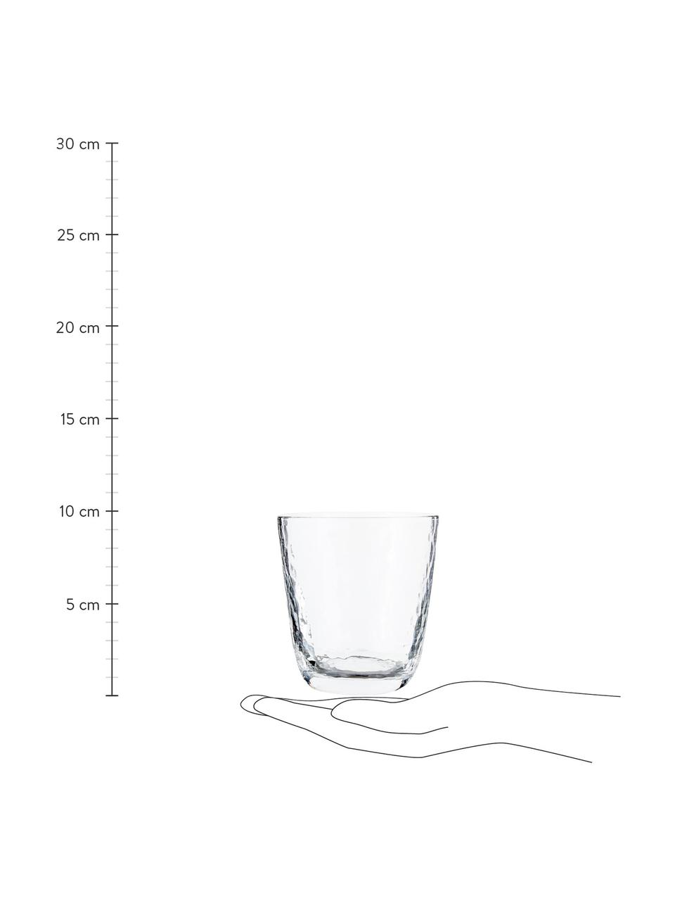 Szklanka ze szkła dmuchanego  Hammered, 4 szt., Szkło dmuchane, Transparentny, Ø 9 x W 10 cm, 250 ml