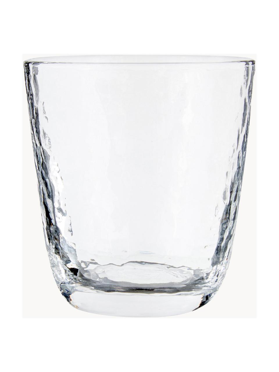 Vasos de vidrio soplado artesanalmente Hammered, 4 uds., Vidrio soplado artesanalmente, Transparente, Ø 9 x Al 10 cm, 250 ml