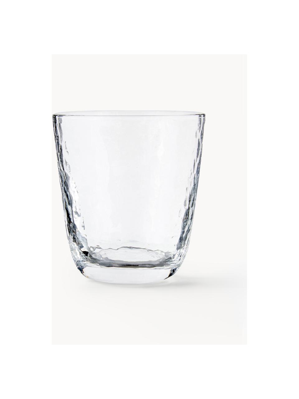 Mundgeblasene Wassergläser Hammered mit unebener Oberfläche, 4 Stück, Glas, mundgeblasen, Transparent, Ø 9 x H 10 cm, 250 ml