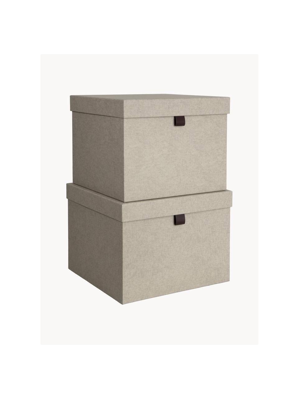 Cajas Tristan, 2 pzas., Caja: cartón laminado rígido, Beige claro, Set de diferentes tamaños