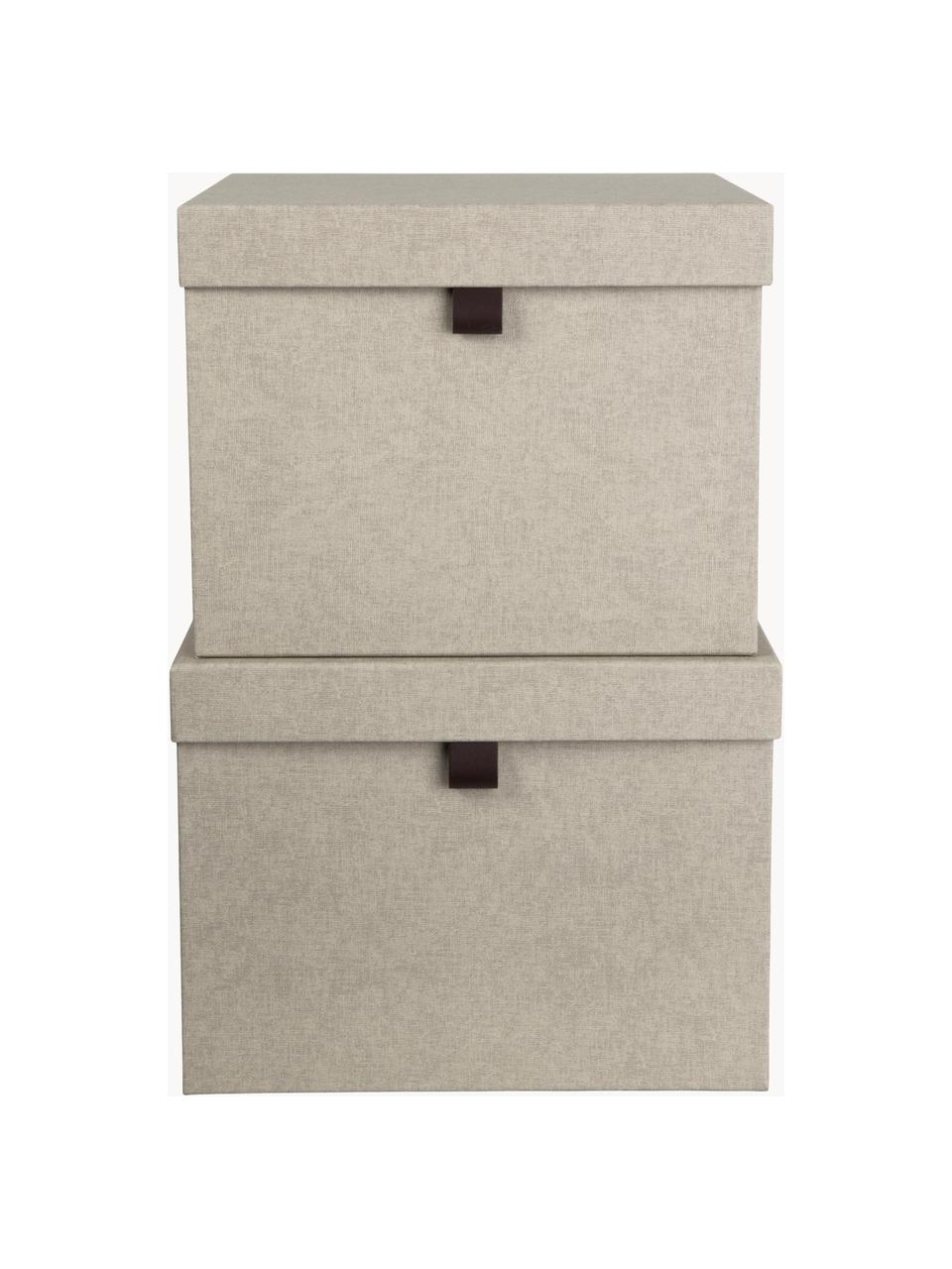 Cajas Tristan, 2 pzas., Caja: cartón laminado rígido, Beige claro, Set de diferentes tamaños