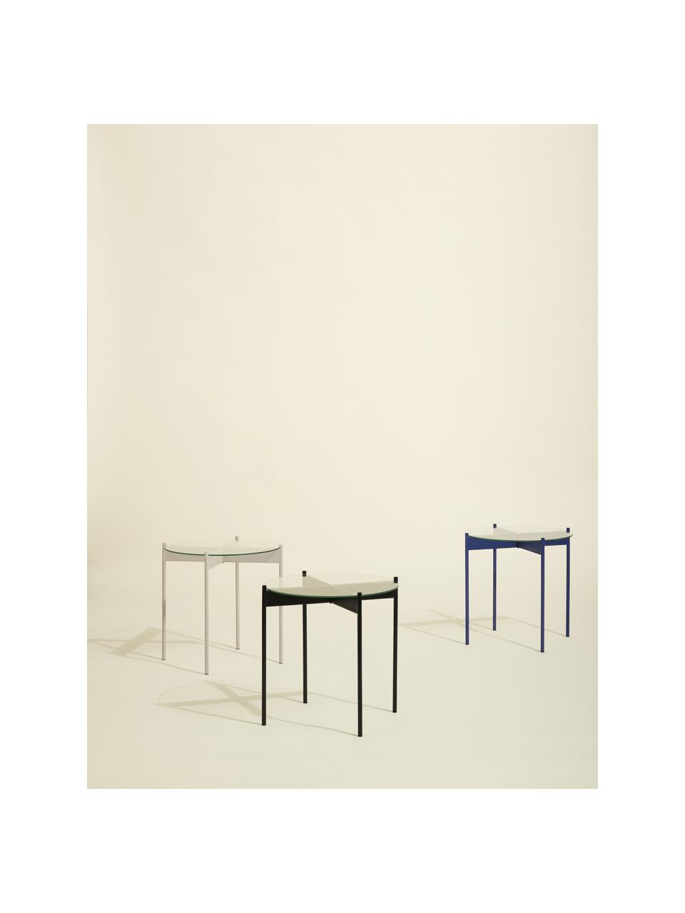 Okrúhly pomocný stolík so sklenenou doskou Beam, Biela, Ø 45 x V 42 cm