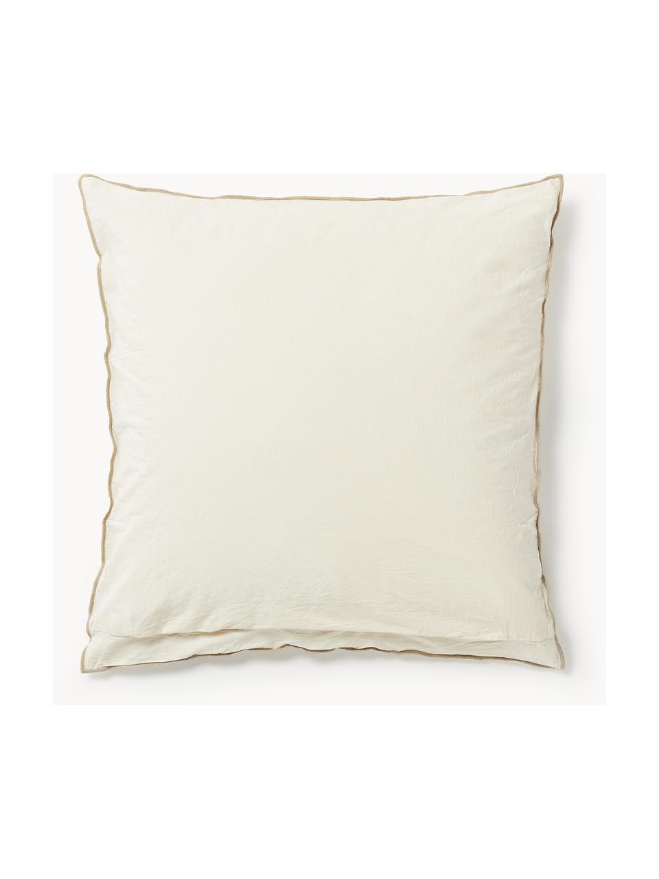Taie d'oreiller en tissu gaufré Clemente, Beige clair, blanc cassé, larg. 50 x long. 70 cm