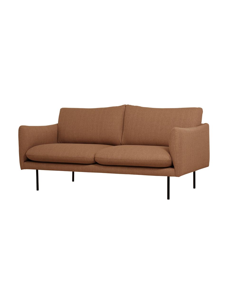 Divano 2 posti con piedini in metallo Moby, Rivestimento: poliestere Il rivestiment, Struttura: legno di pino massiccio, , Piedini: metallo verniciato a polv, Tessuto color torrone, Larg. 170 x Prof. 95 cm