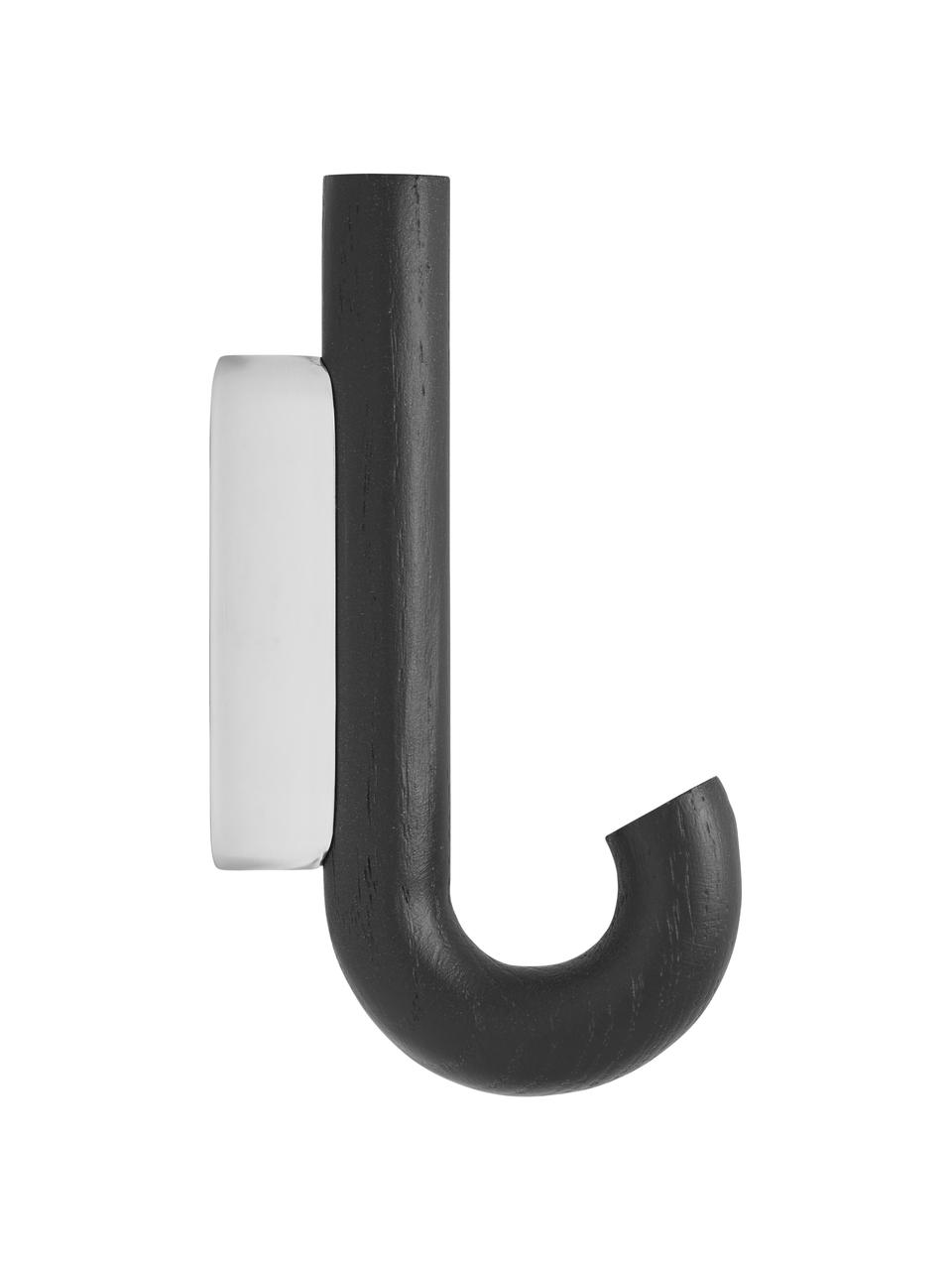 Colgador de madera de roble Umbrella, diferentes tamaños, Anclaje: acero recubierto, Negro, plateado, An 13 x Al 19 cm