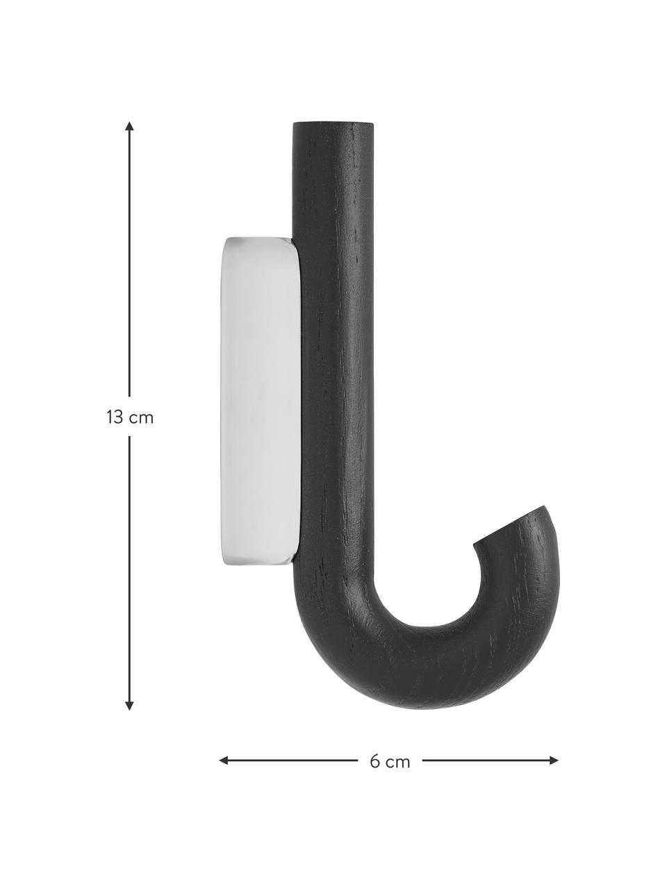 Colgador de madera de roble Umbrella, diferentes tamaños, Anclaje: acero recubierto, Negro, plateado, An 13 x Al 19 cm