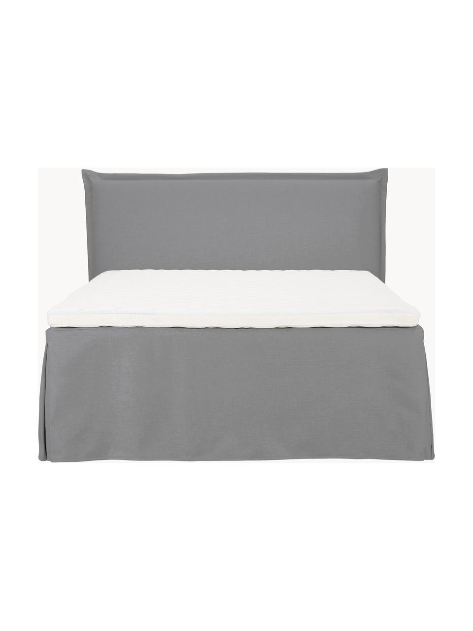 Premium Boxspringbett Violet, Matratze: 5-Zonen-Taschenfederkern, Webstoff Dunkelgrau, B 140 x L 200 cm, Härtegrad H2