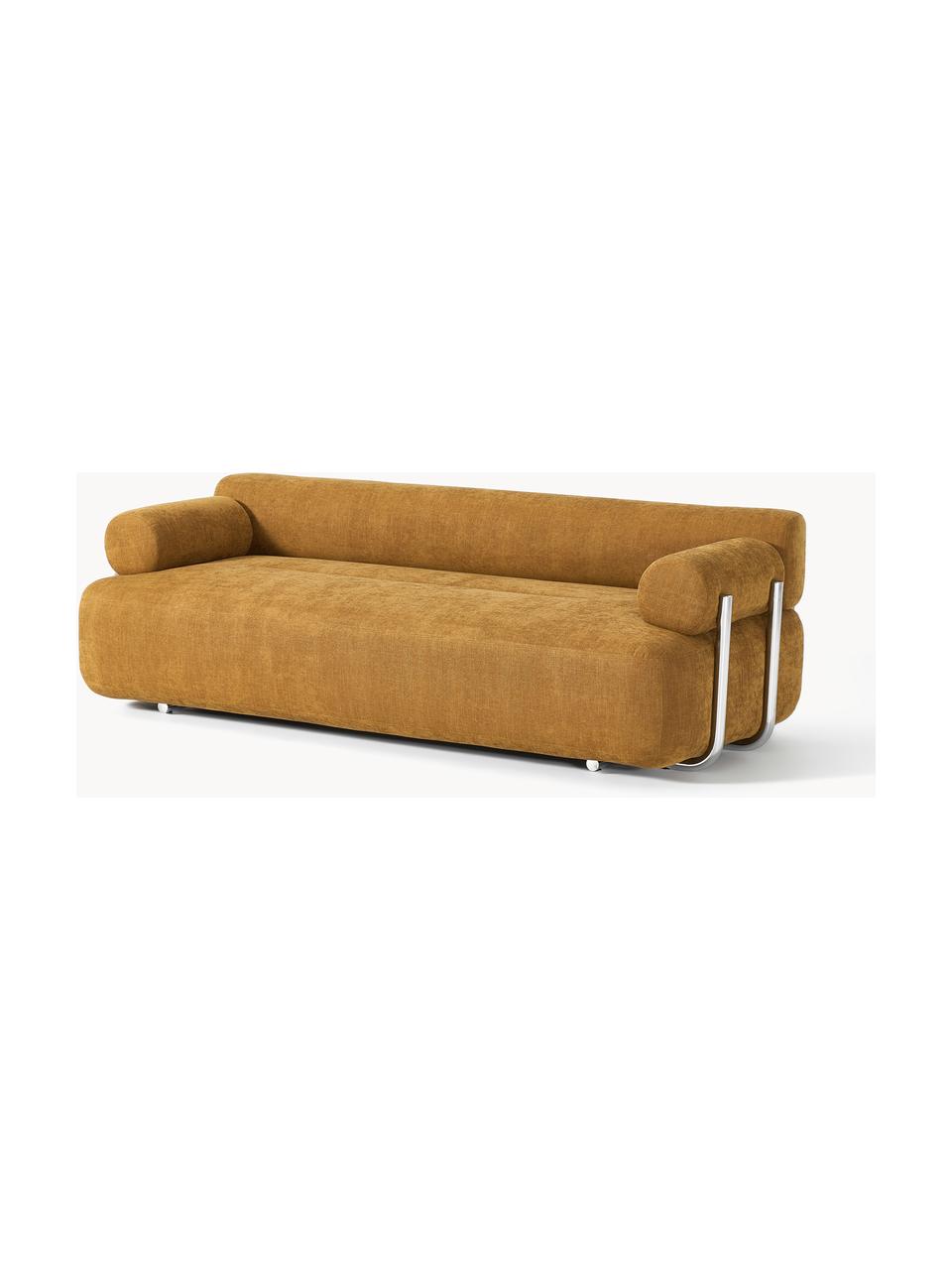 Sofa Stella (3-Sitzer), Bezug: 85 % Polyester, 15 % Baum, Gestell: Massives Fichtenholz, PEF, Webstoff Ocker, B 222 x T 100 cm