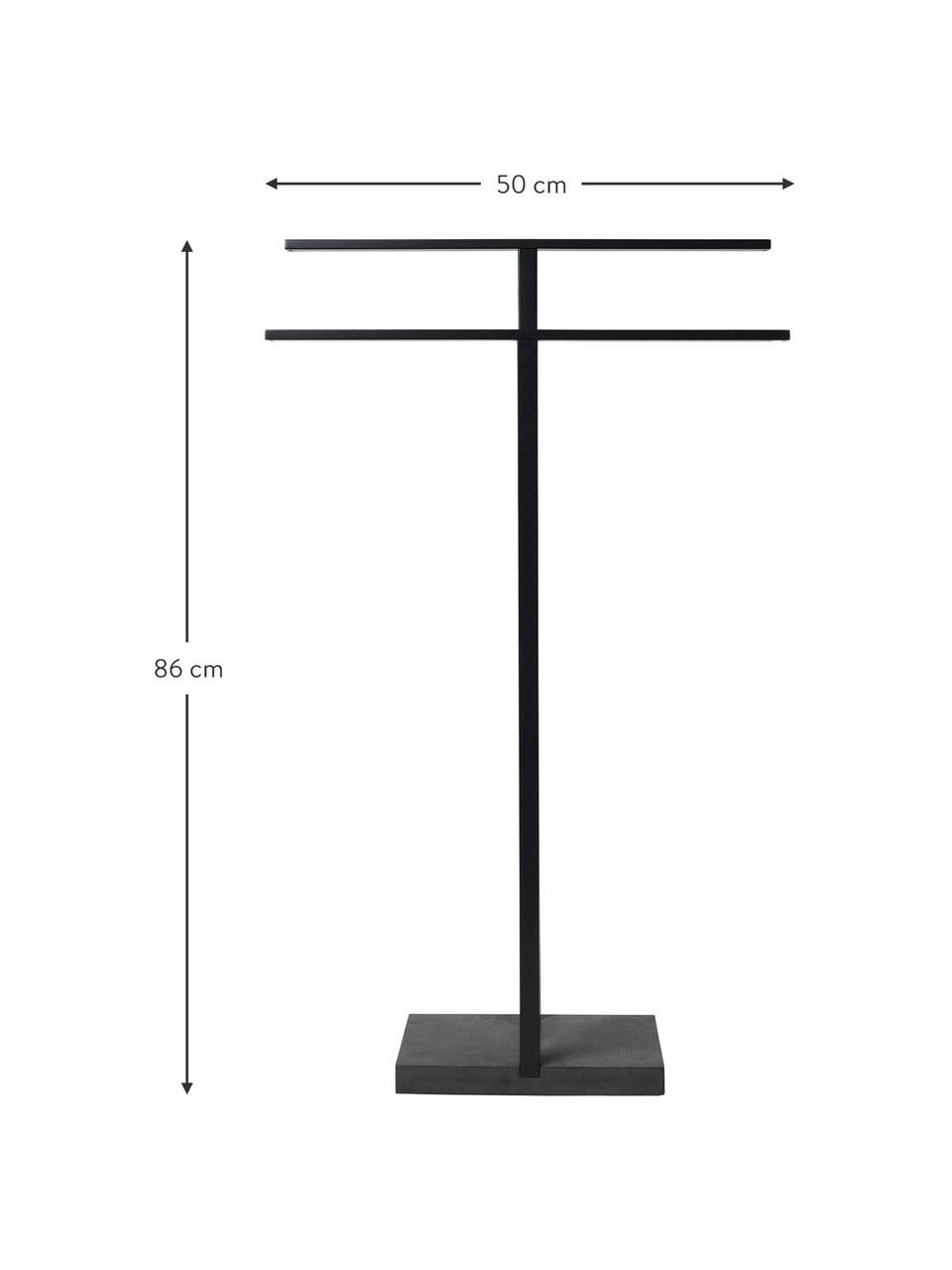 Portasciugamani in metallo Menoto, Asta: acciaio inossidabile rive, Nero, Larg. 50 x Alt. 86 cm