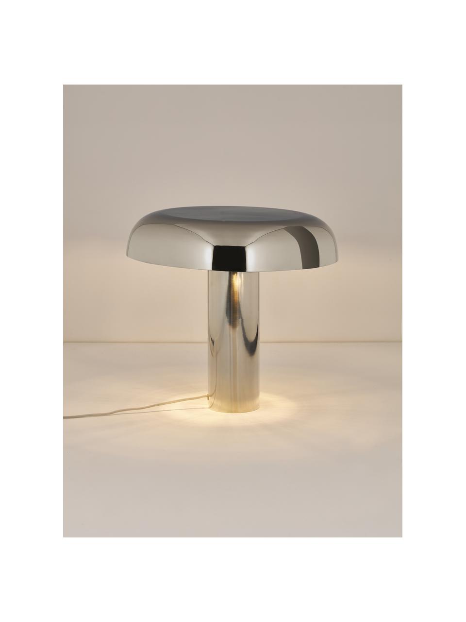 Nachtlampje Mushroom, Lampenkap: staal, verchroomd, Lampvoet: verchroomd staal, Chroomkleurig, Ø 39 x H 38 cm