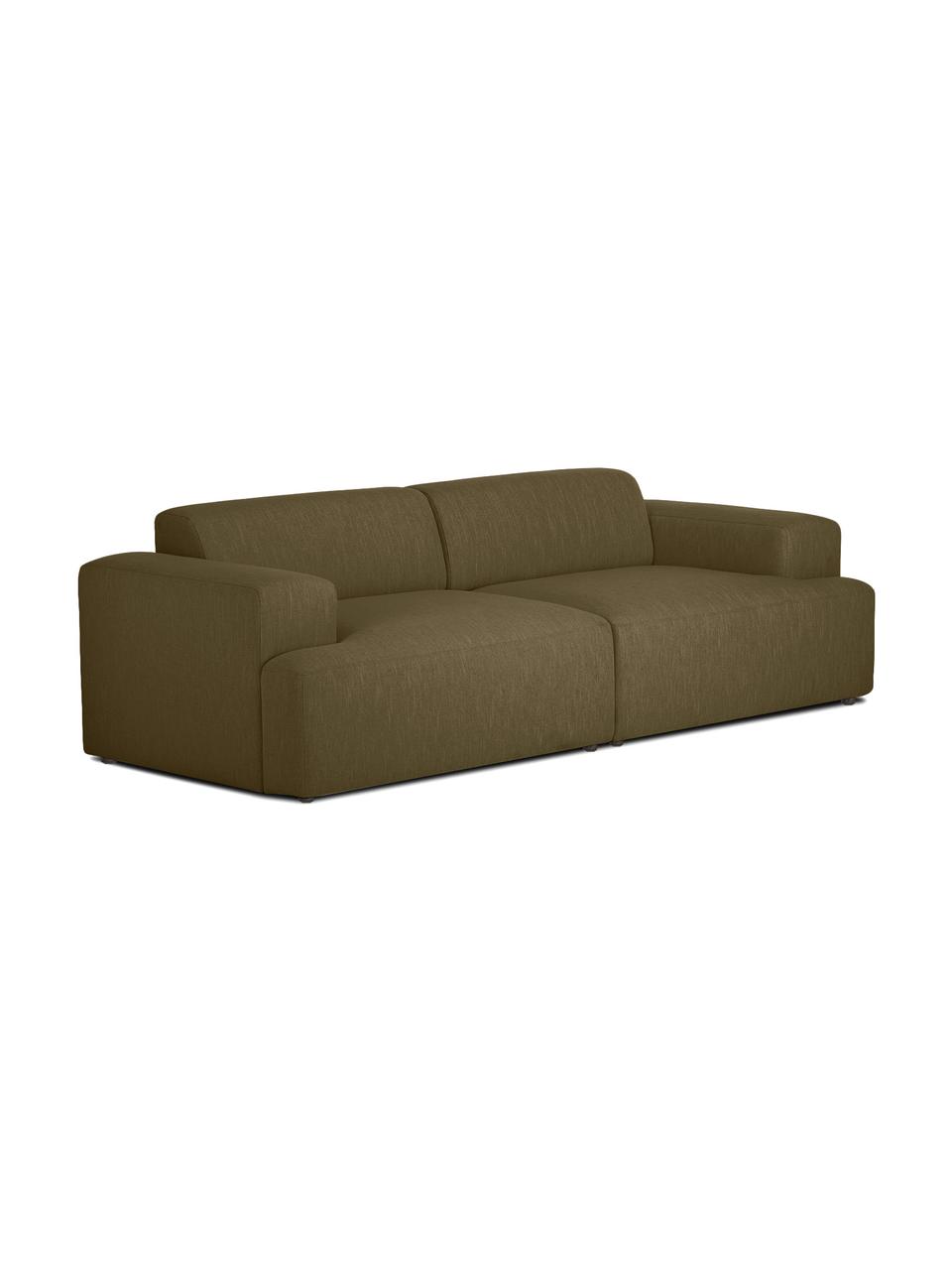 Canapé 3 places Melva, Tissu vert olive, larg. 238 x prof. 101 cm