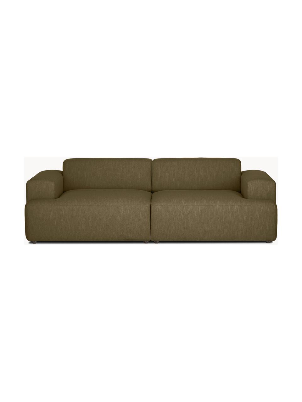 Sofa Melva (3-Sitzer), Bezug: 100% Polyester Der hochwe, Gestell: Massives Kiefernholz, Spa, Füße: Kunststoff Dieses Produkt, Webstoff Olivgrün, B 238 x T 101 cm